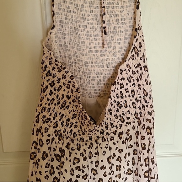 American Eagle Outfitters Blush and Brown Leopard Smocked Sundress - Picture 4 of 5